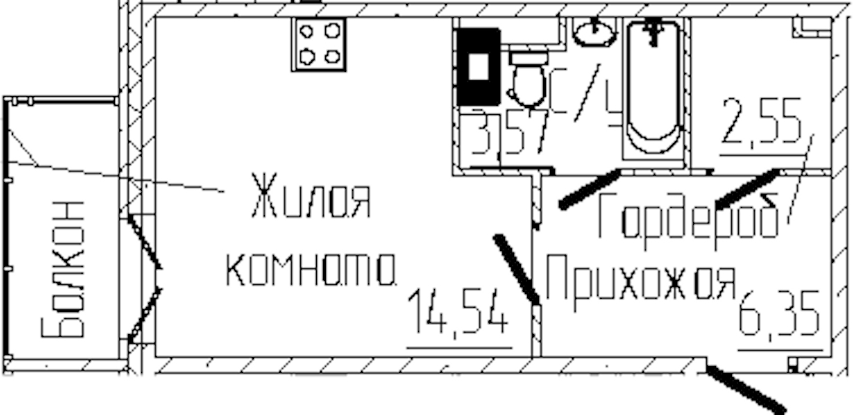 Квартира студия 27.98 м², 4/6 эт., ЖК «SERTOLOVO PARK»